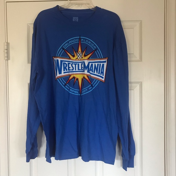 Wrestlemania 33 Orlando, Florida Blue Long Sleeve Shirt, Size XL - Picture 1 of 4